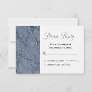 Carte Marbre bleu tendance RSVP S'il vous plaît répondre