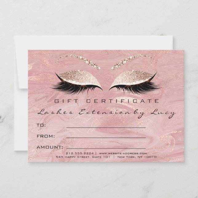 Carte Marbre cadeau de certificat de maquillage d'extens (Devant)