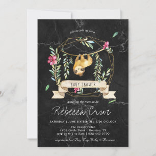 Carte Marbre Géométrique Baby Shower Tropical Paresseu