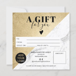 Carte Marbre or bloc carré certificat cadeau logo