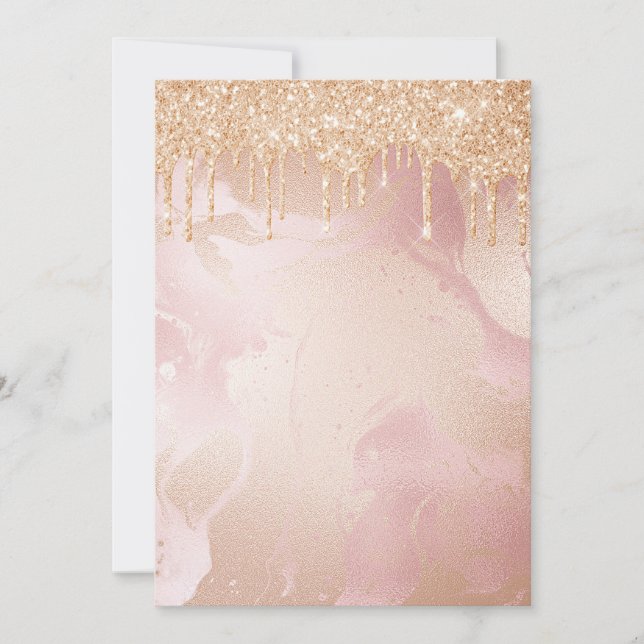 Carte Marbre Rosegold Blush avec Droplets Parties scinti (Devant)
