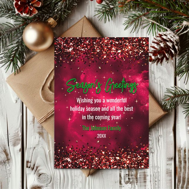 Carte Marbre rouge chic de Noël Nouvel An (Créateur téléchargé)