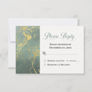 Carte Marbre turquoise & Or RSVP S'il vous plaît répondr