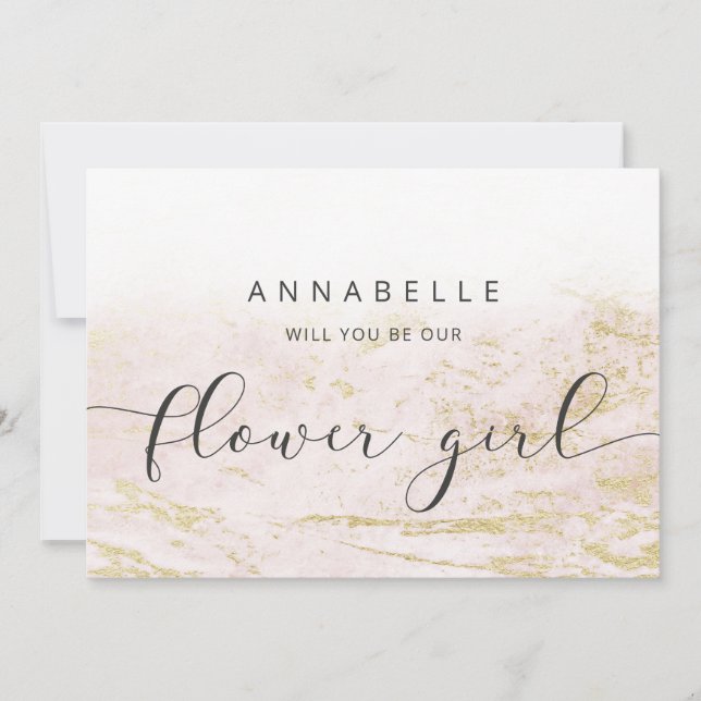 Carte Marbres modernes en Blush Flower Proposition Card (Devant)