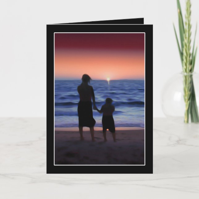 Carte Marche mère et fille sur la plage (Devant)