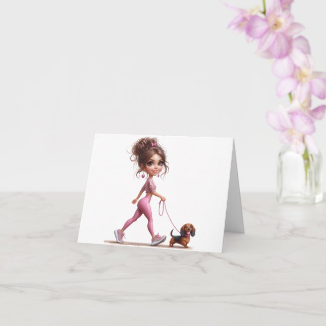 Carte Marcher mon Dachshund (Orchidée)