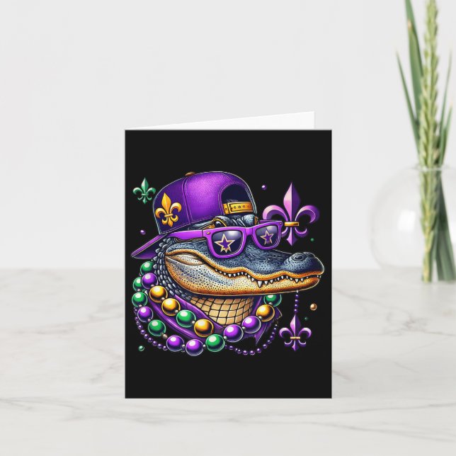 Carte Mardi Gras Alligator Mardigator Crocodile Enfants  (Devant)