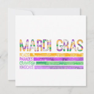 Carte Mardi Gras Perles Parades Crawfish King Cake