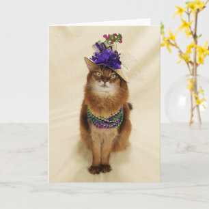 Carte Mardi Gras Somalien Chat avec perles et Casquette