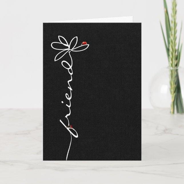 Carte marguerite d'anniversaire de l'ami et coccinelles  (Devant)