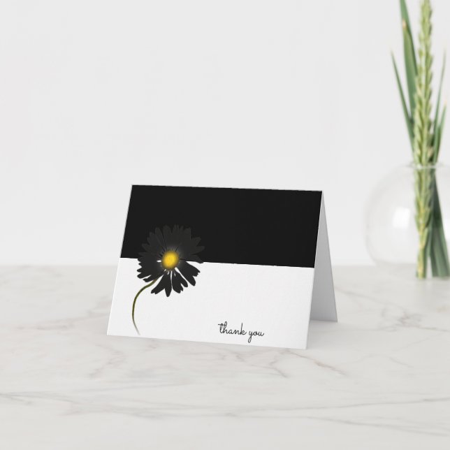 Carte marguerite noire merci (Devant)