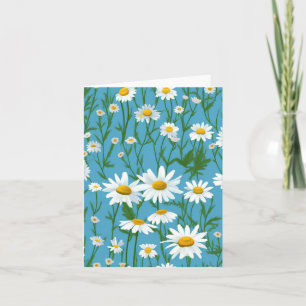 Carte Marguerites Blanches Sur Turquoise