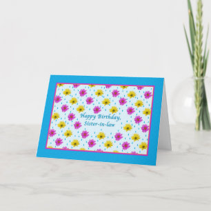 Carte Marguerites d'anniversaire, de belle-soeur, roses