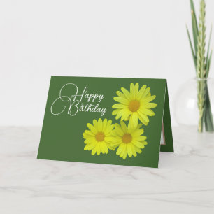 Carte Marguerites Jaunes Arrière - plan vert Joyeux anni