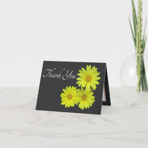 Carte Marguerites jaunes Merci Arrière - plan gris