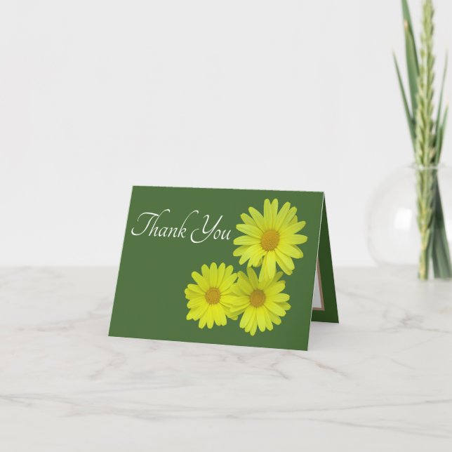 Carte Marguerites jaunes Merci Arrière - plan vert (Devant)