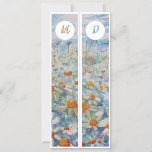 Carte Marguerites monogrammes deux Signets