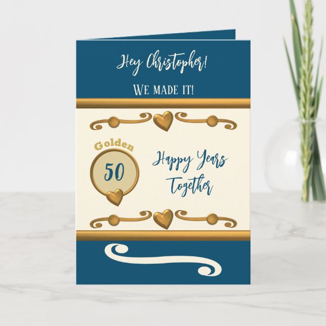 Carte Mari 50e anniversaire nous l'avons rendu bleu (Devant)