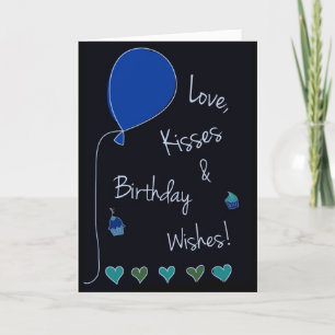 CARTE ***MARI*** AMOUR, KISSES, SOUHAITS D'ANNIVERSAIRE 