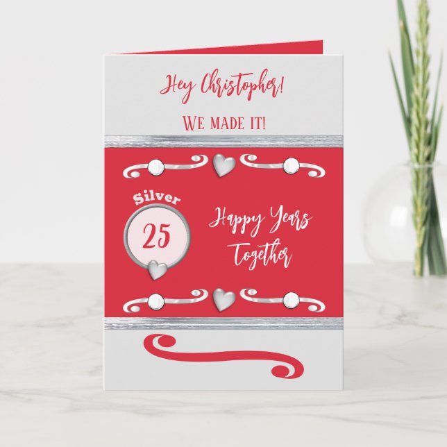 Carte Mari argent 25e anniversaire rouge (Devant)