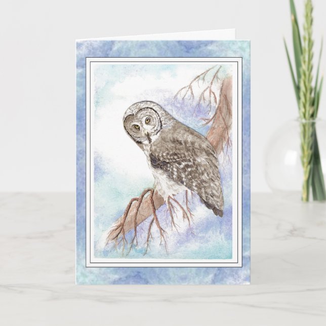 Carte Mari d'anniversaire avec le grand oiseau gris et (Devant)