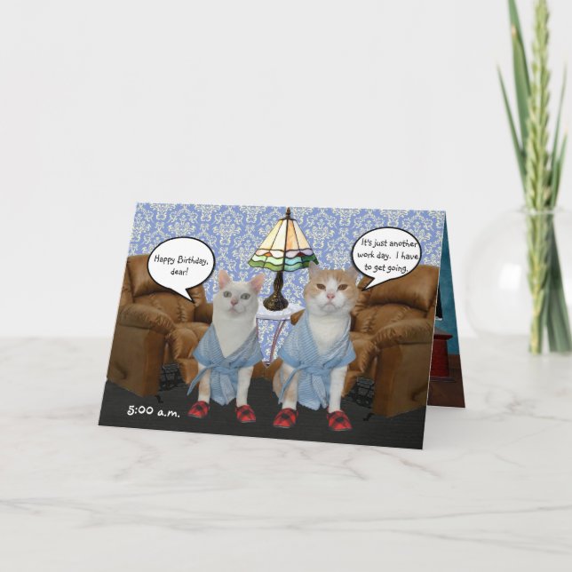 Carte Mari de chats Funny personnalisable Anniversaire (Devant)