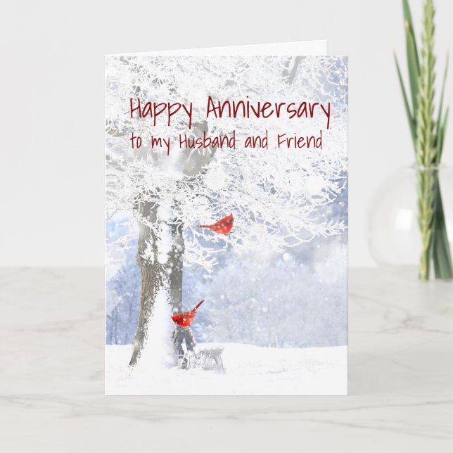 Carte Mari et ami Anniversaire Cardinal Bird (Devant)