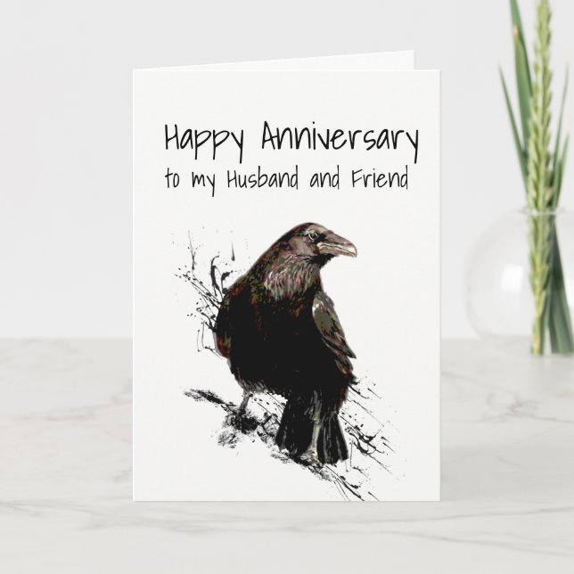 Carte Mari et ami Raven Bird Art (Devant)