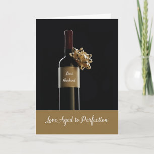 Carte Mari Joyeux Anniversaire Avec Bow Bouteille De Vin