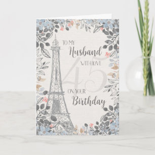 Carte Mari Romantique 45ème anniversaire Tour Eiffel