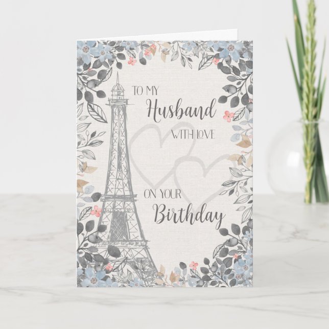 Carte Mari Romantique Anniversaire Tour Eiffel (Devant)