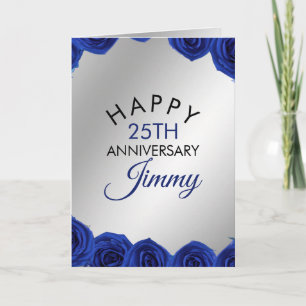Carte Mari Rose moderne Silver Blue 25e anniversaire