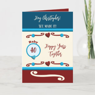 Carte Mari Ruby 40e anniversaire bleu