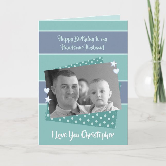 Carte Mari vert et violet Accueil photo d'anniversaire (Devant)