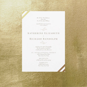 Carte Mariage 2 Lieu Église Or Traditionnel Formel