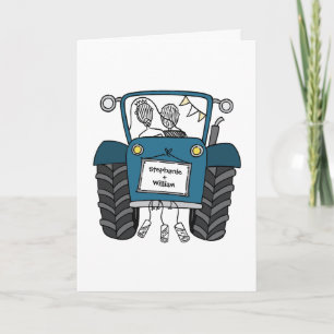 Carte Mariage à la campagne du tracteur bleu