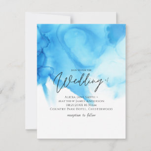 Carte Mariage à l'aquarelle bleu aqua tendance