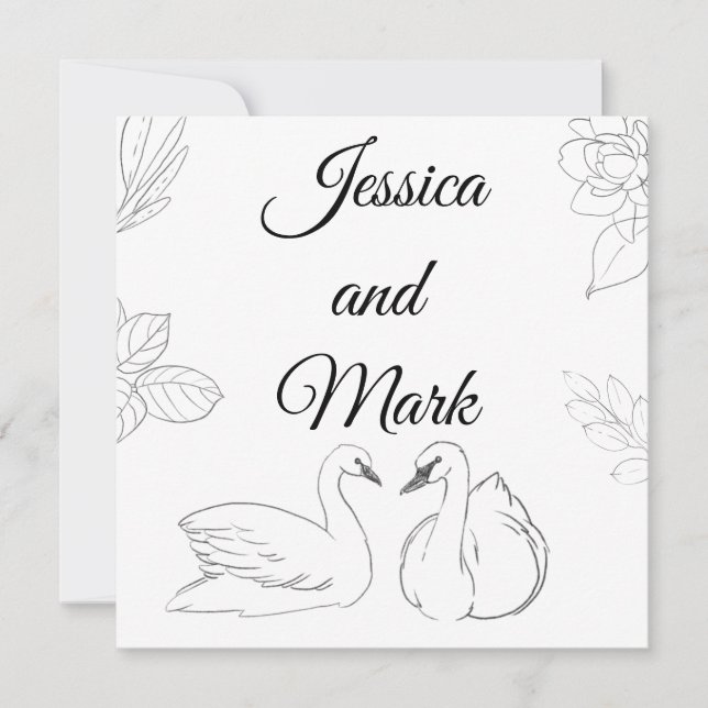 Carte Mariage à thème Swan (Devant)