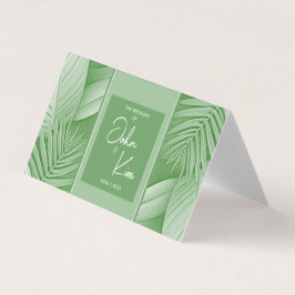 Carte Mariage à thème vert tropicale pliée