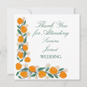 Carte Mariage Abstrait Botanique Orange Dessiné à la Mai