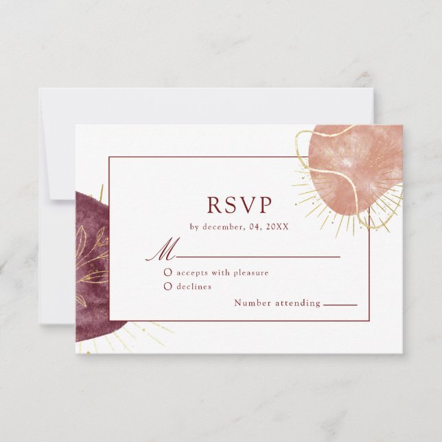 Carte Mariage Abstrait de forme d'aquarelle RSVP (Devant)