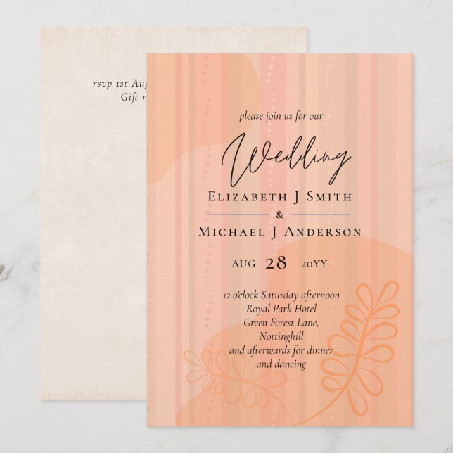 Carte Mariage Abstrait moderne scandinave japonais (Devant / Derrière)