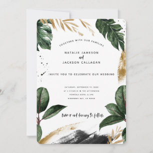 Carte Mariage abstrait tropical moderne peint
