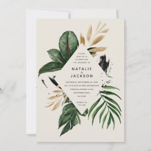 Carte Mariage abstrait tropical moderne peint