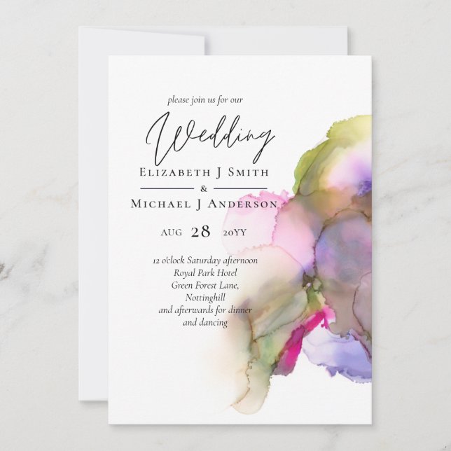 Carte Mariage Abstrait Violet Arc-en-ciel Tendance (Devant)