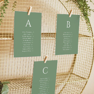 Carte Mariage Alphabétique Sage Green