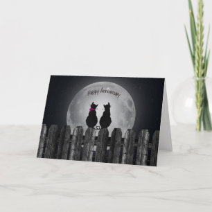 Carte mariage anniversaire chats en clair de lune