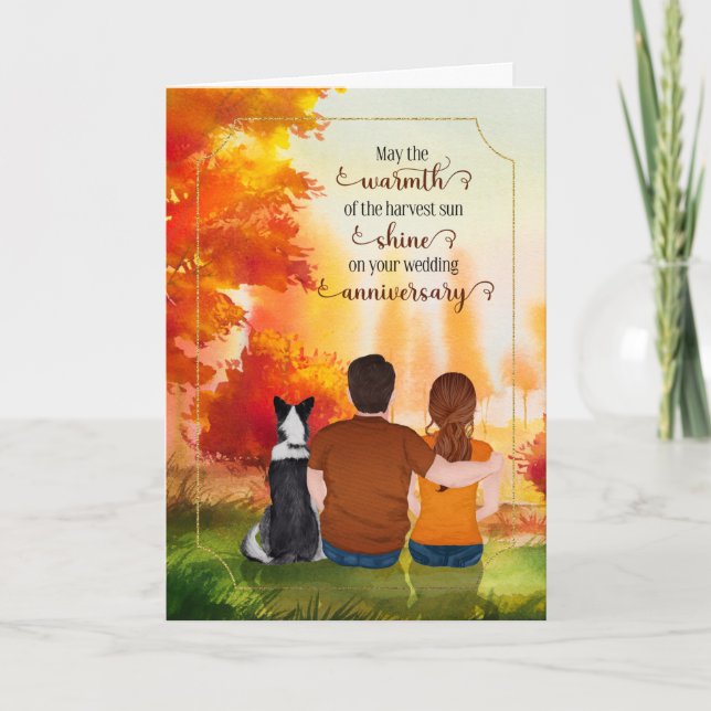 Carte Mariage Anniversaire Couple et Chien Couple et Cou (Devant)