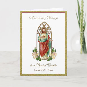 Carte Mariage Anniversaire Religieux Sacré Coeur Jésus