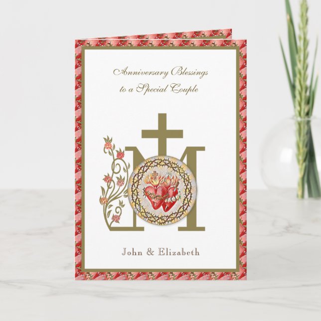 Carte Mariage Anniversaire Religieux Vierge Marie Jésus (Devant)